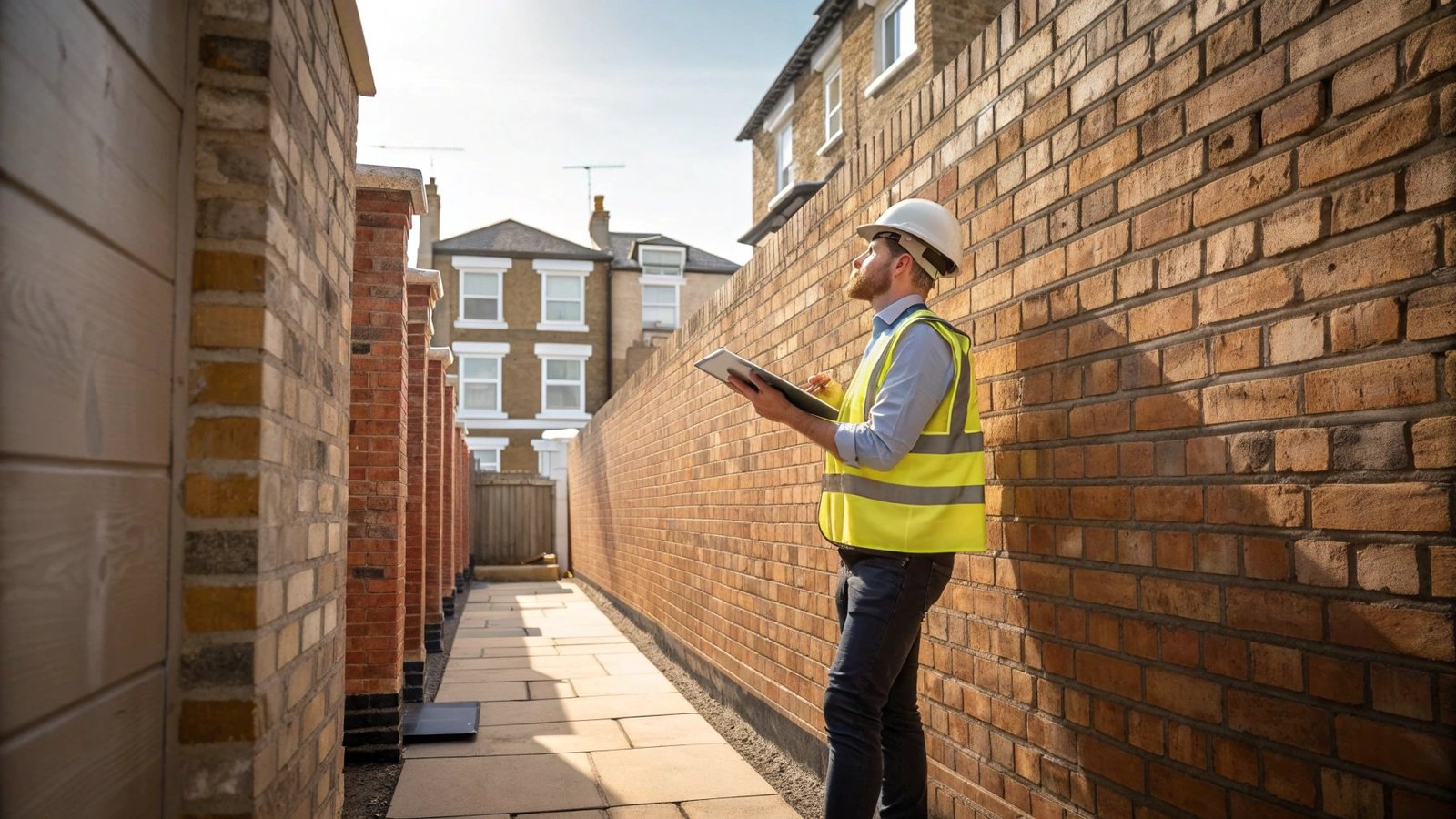 Party wall surveyor conducting inspection